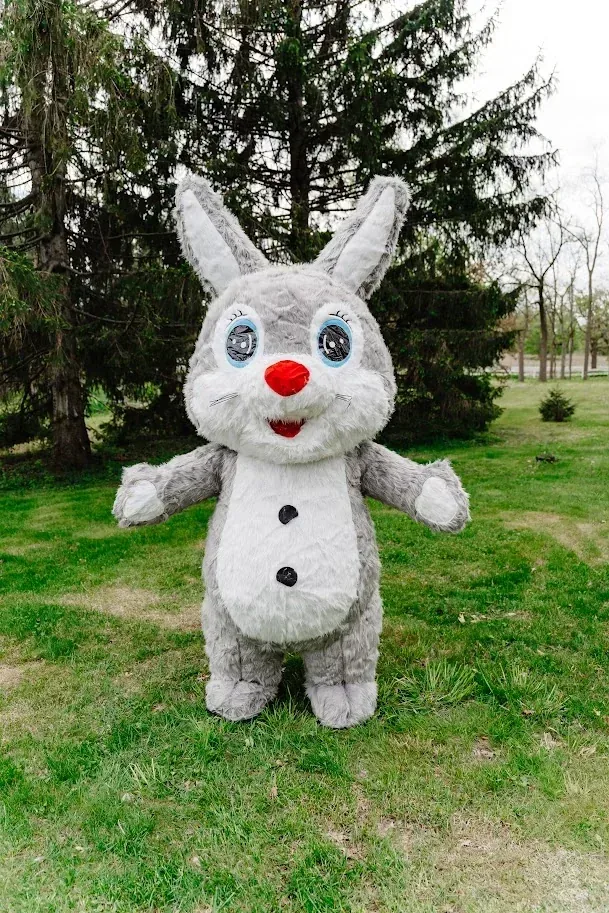 Gray Bunny at a kids party