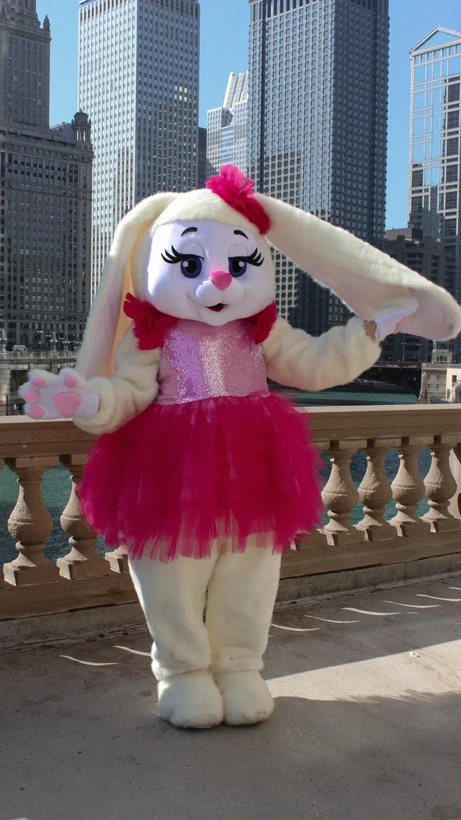 Pink Bunny at a kids party