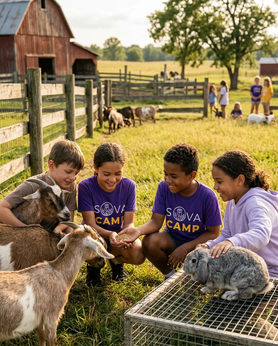 Sova Kozak — kids meeting farm animals