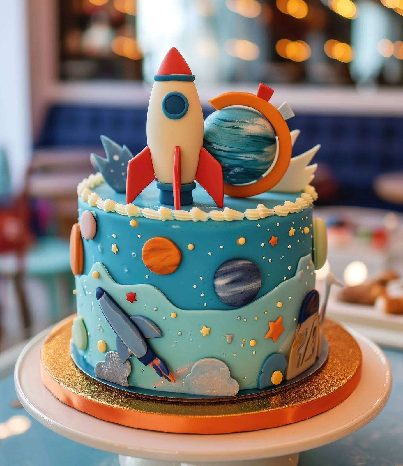 Astronaut-themed custom birthday cake